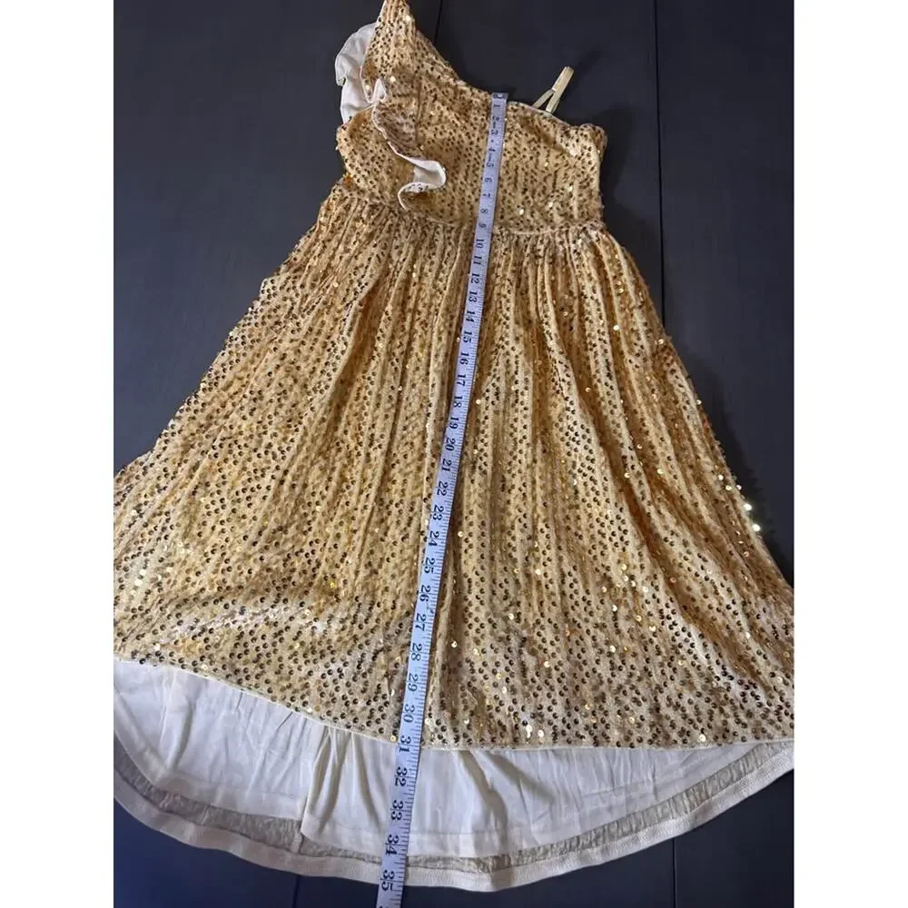 NWOT: Grace Karin Girls Gold Sequin Party Dress; holiday; wedding;‎ special day